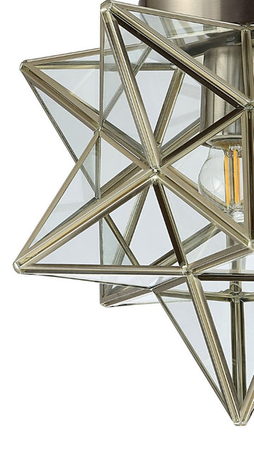 Stella 12" Moravian Star Metal/Clear Glass LED Flush Mount